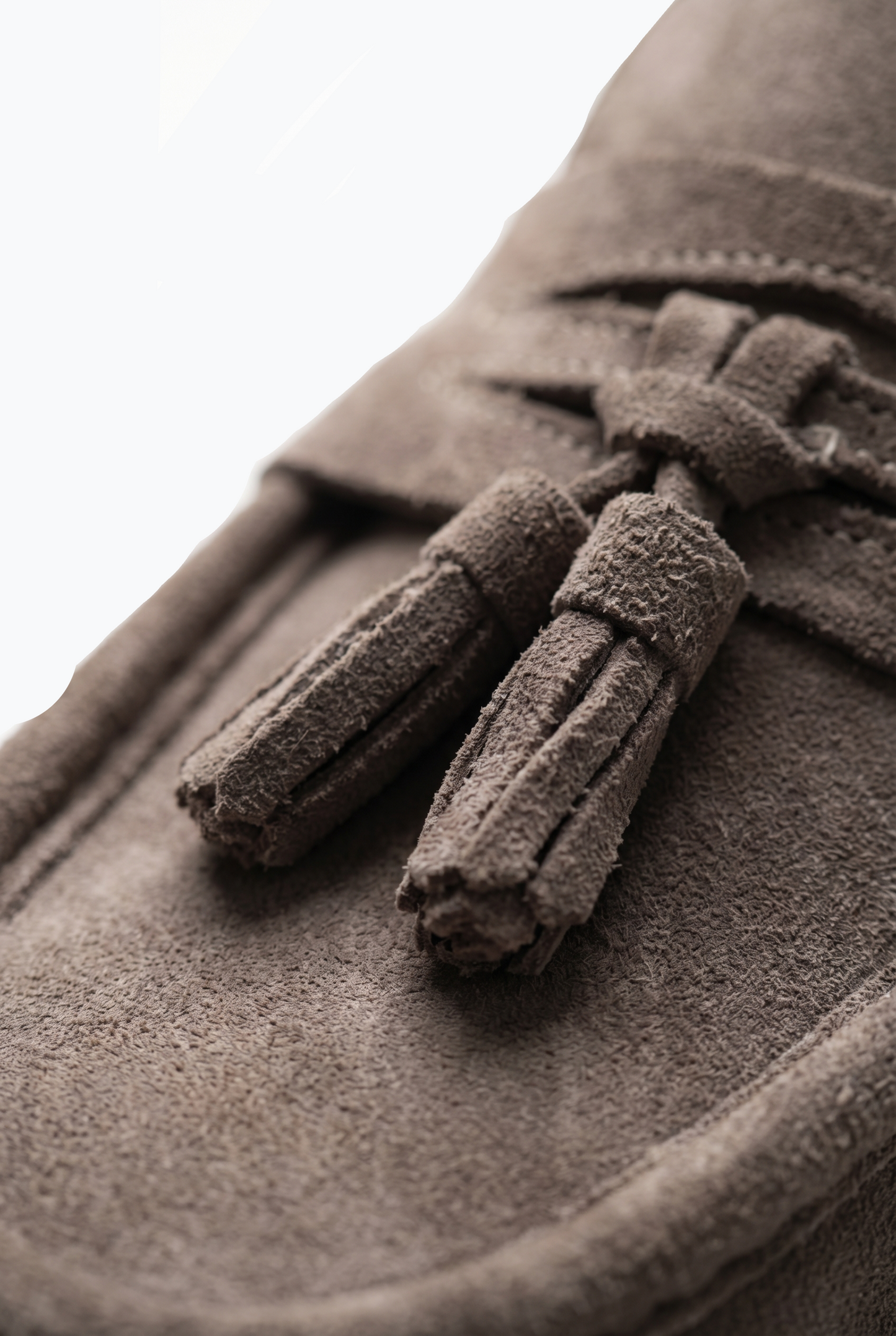 Suede Tassel Loafers - Taupe