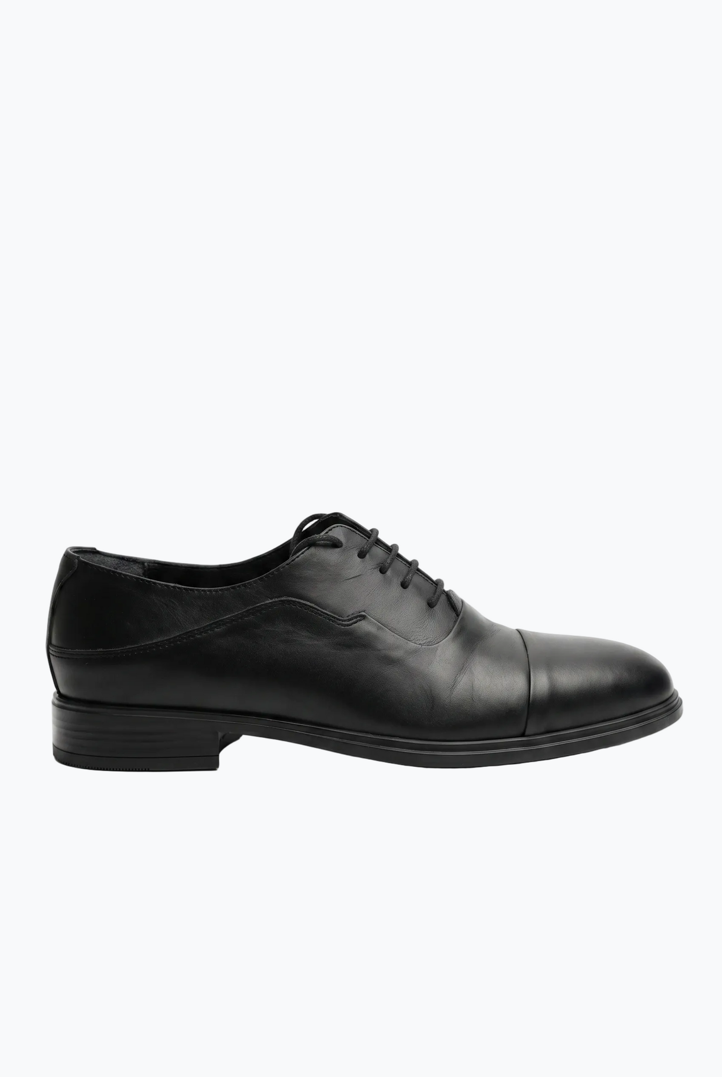 Black Matte Leather Cap-Toe Oxford