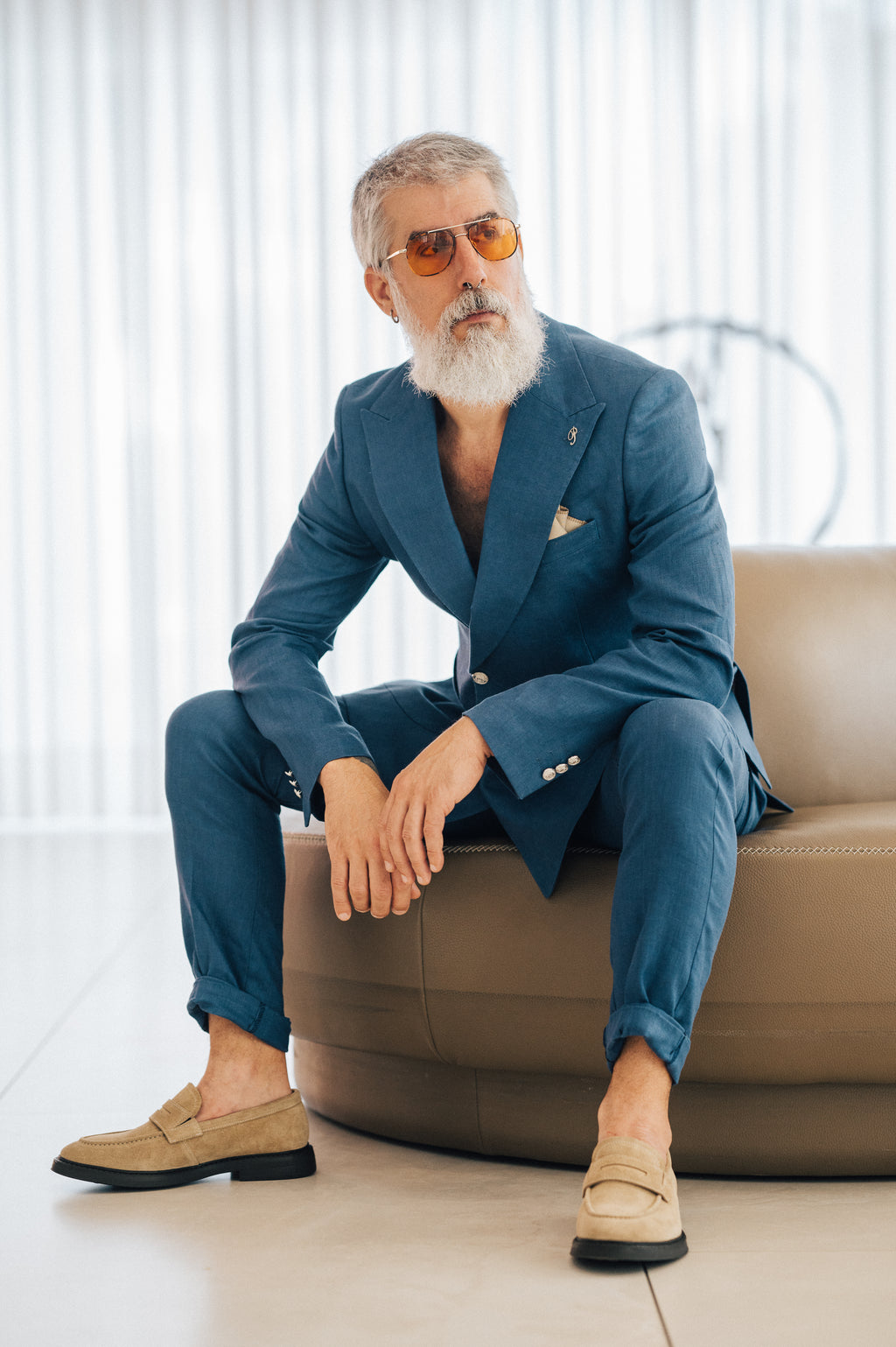 Double mediterranean blue  - Linen