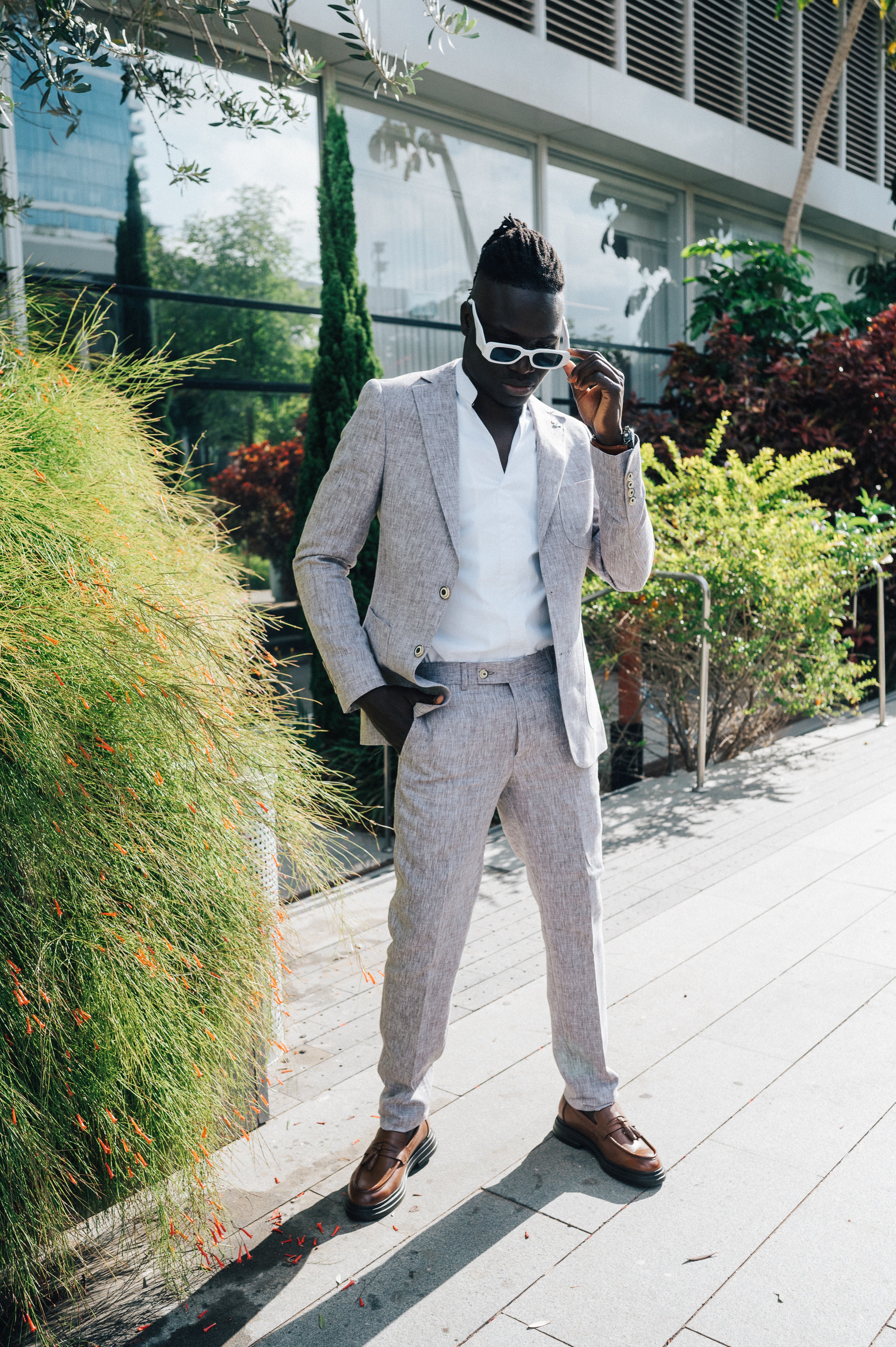 Stone gray with textured - Linen