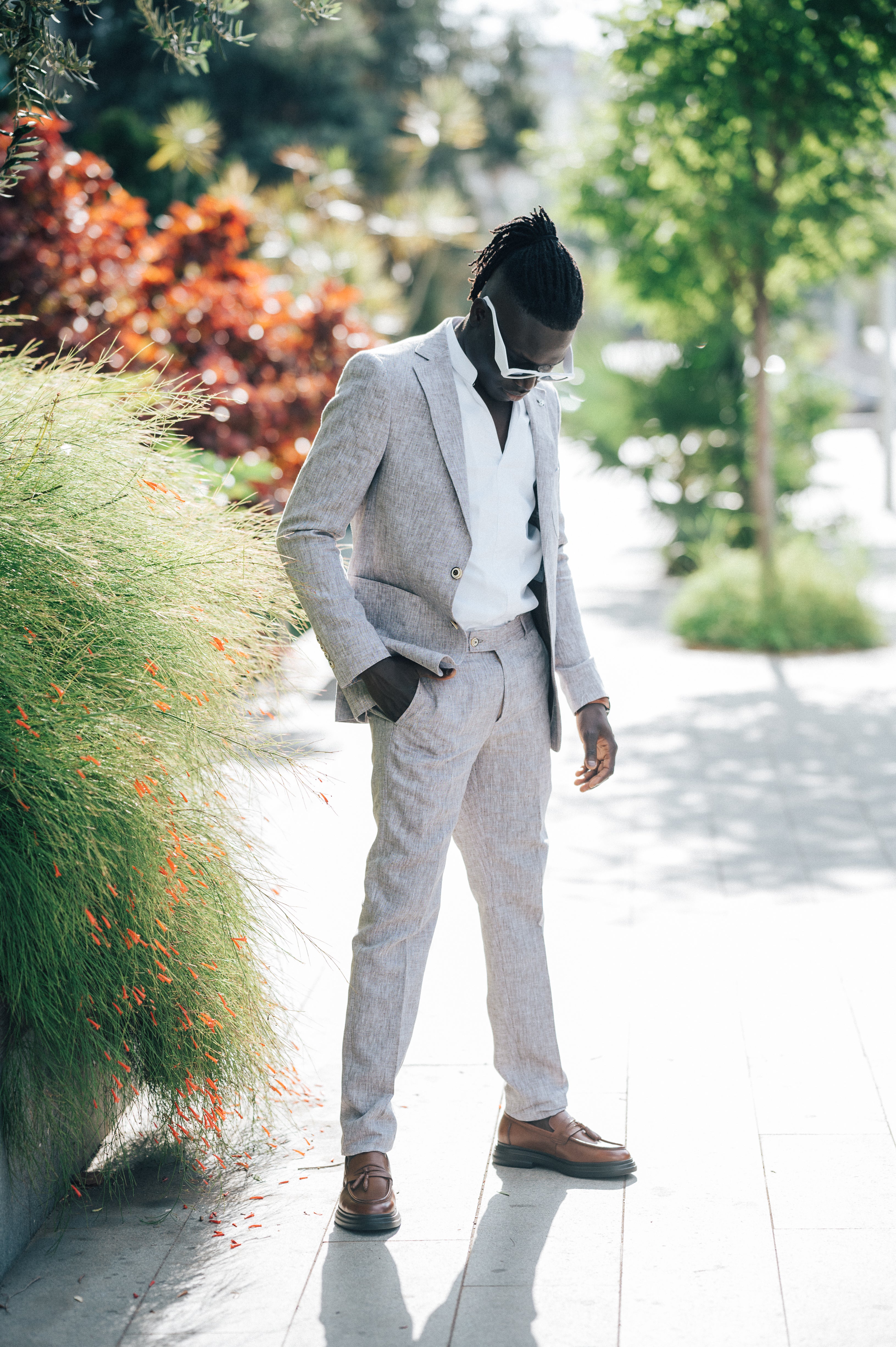 Stone gray with textured - Linen