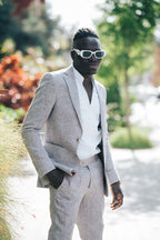 Stone gray with textured - Linen