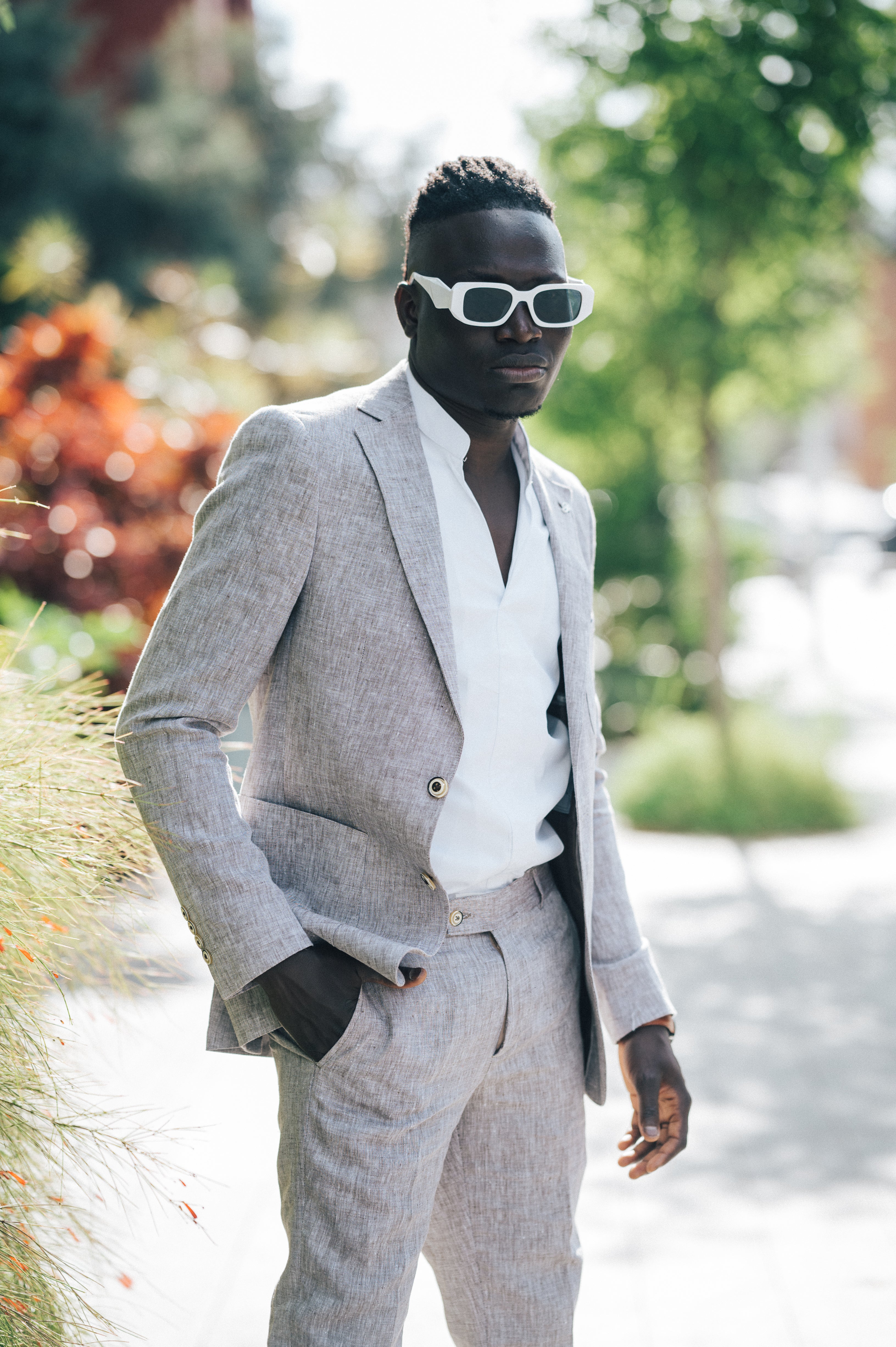 Stone gray with textured - Linen