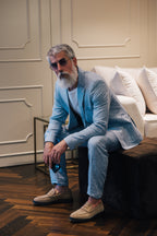 Light blue with textured - Linen