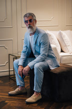 Light blue with textured - Linen