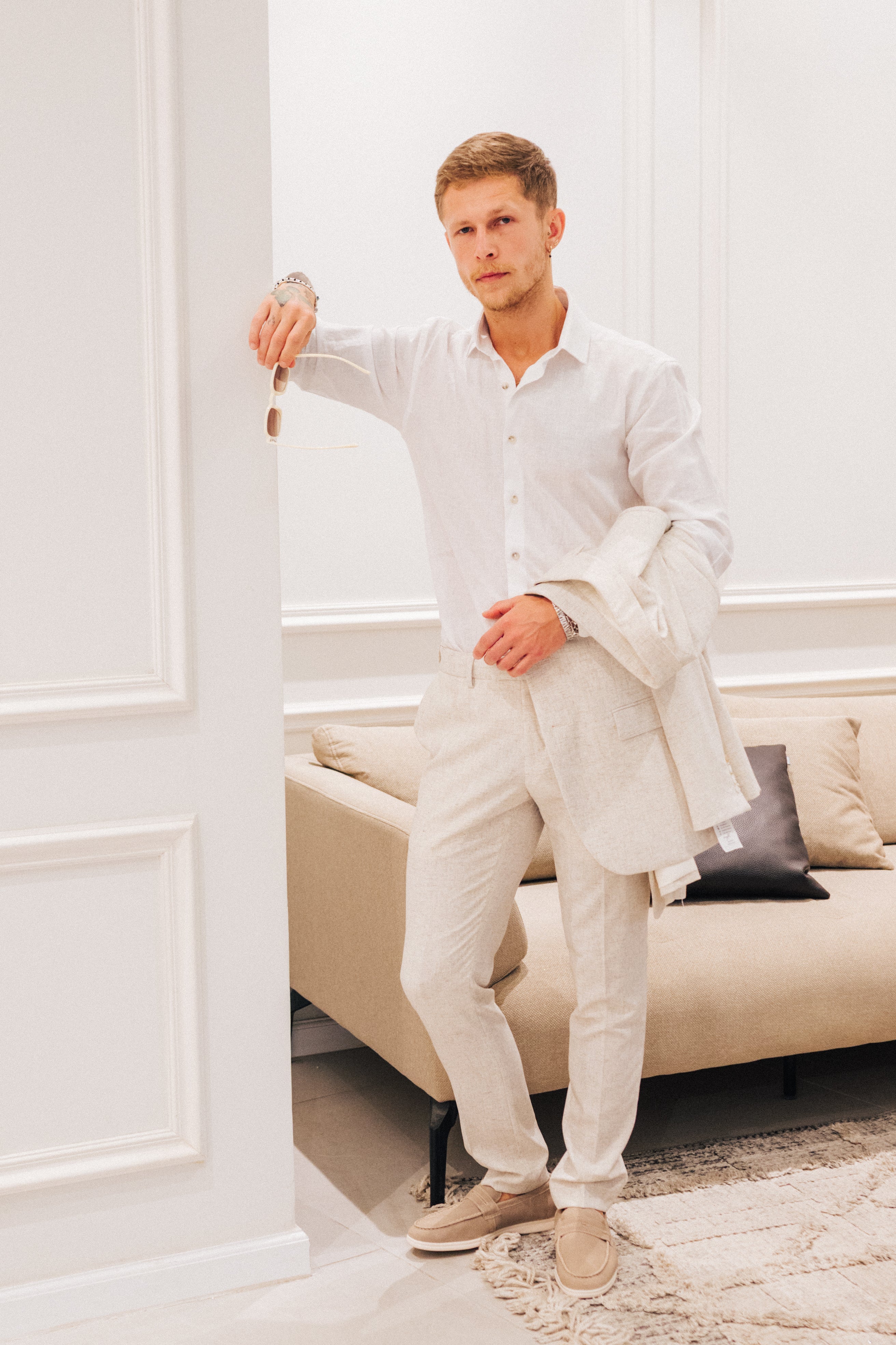 Beige Linen Look With Textured