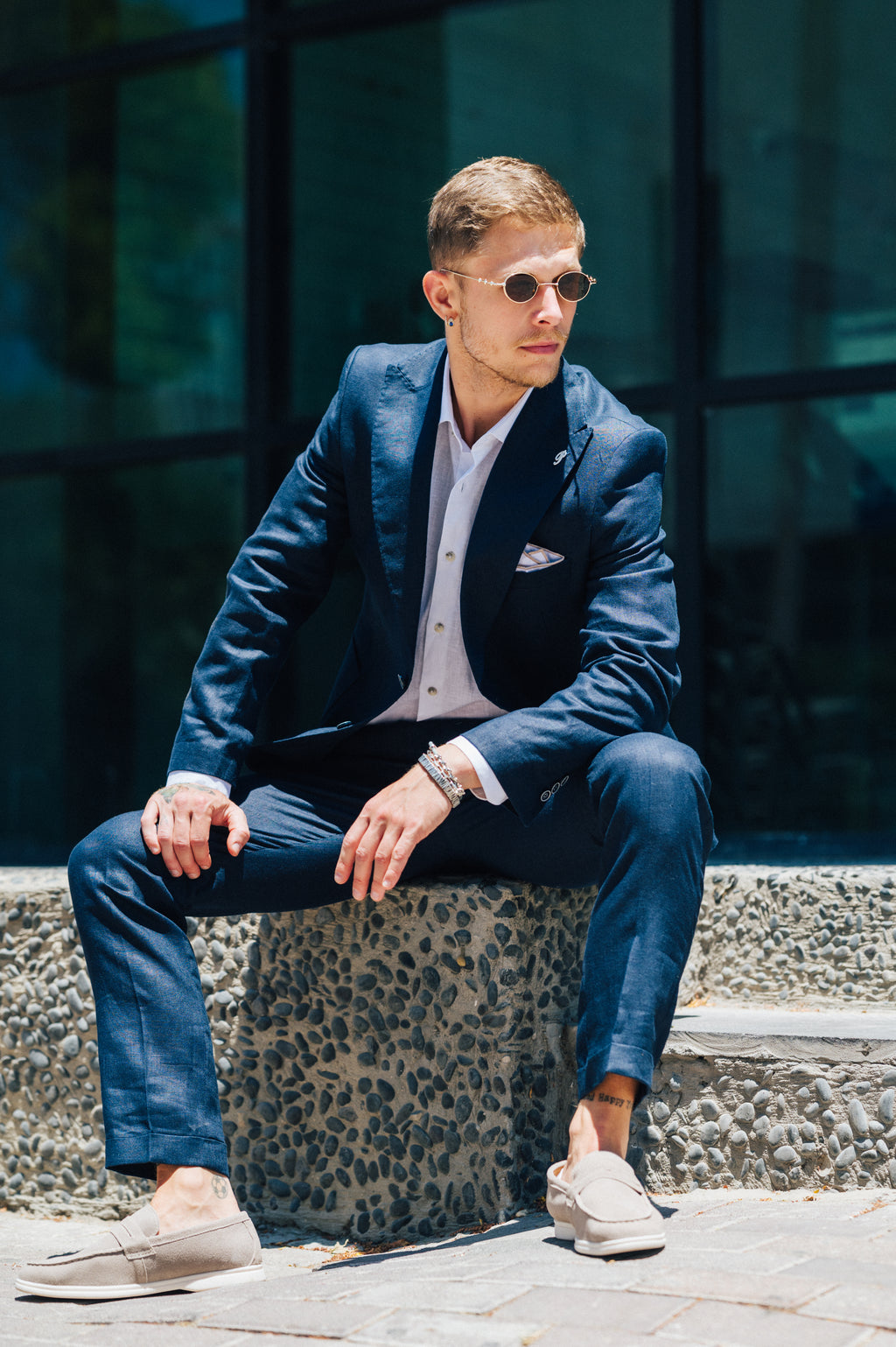 Blue Linen Suit