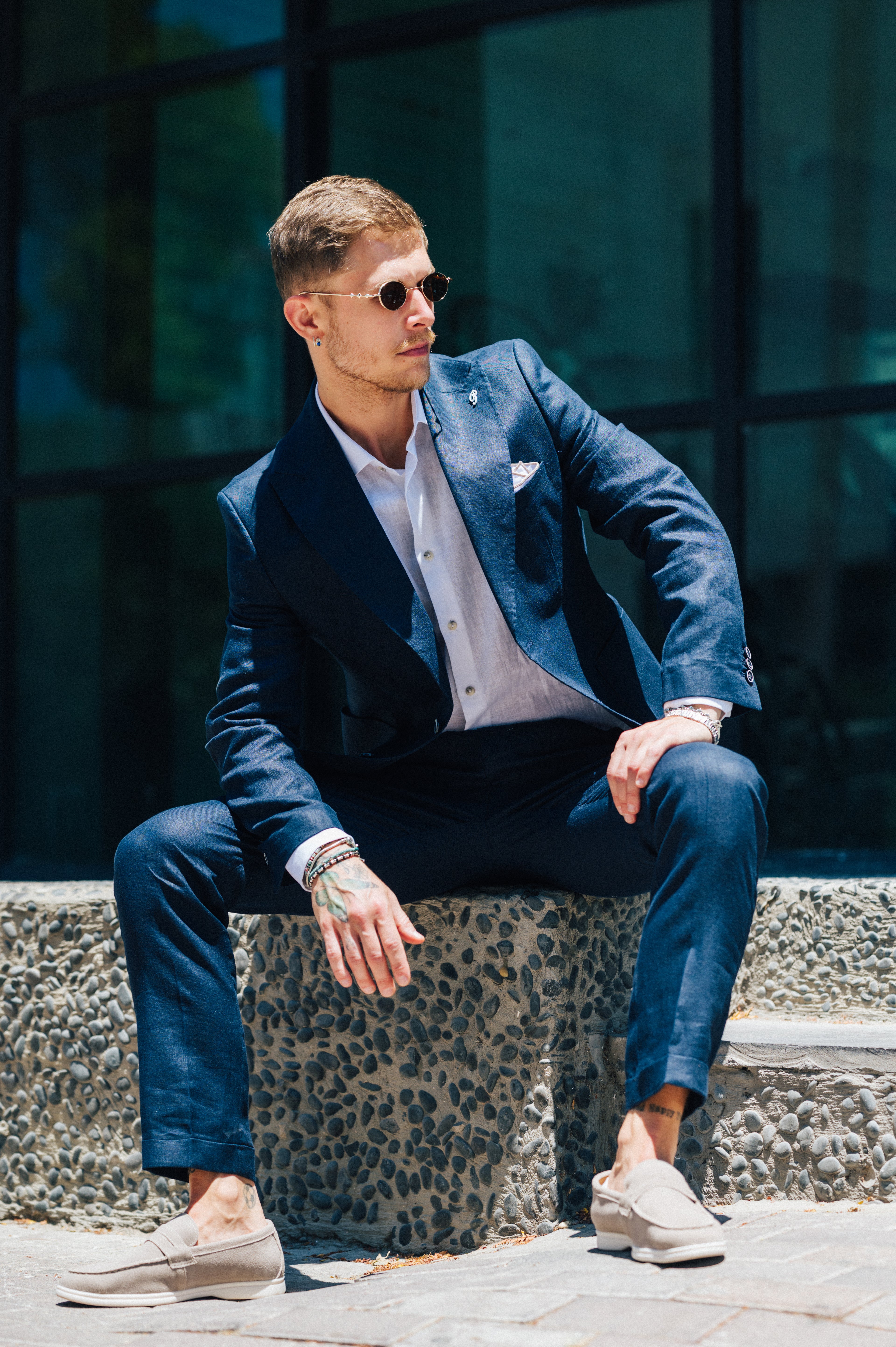 Blue Linen Suit
