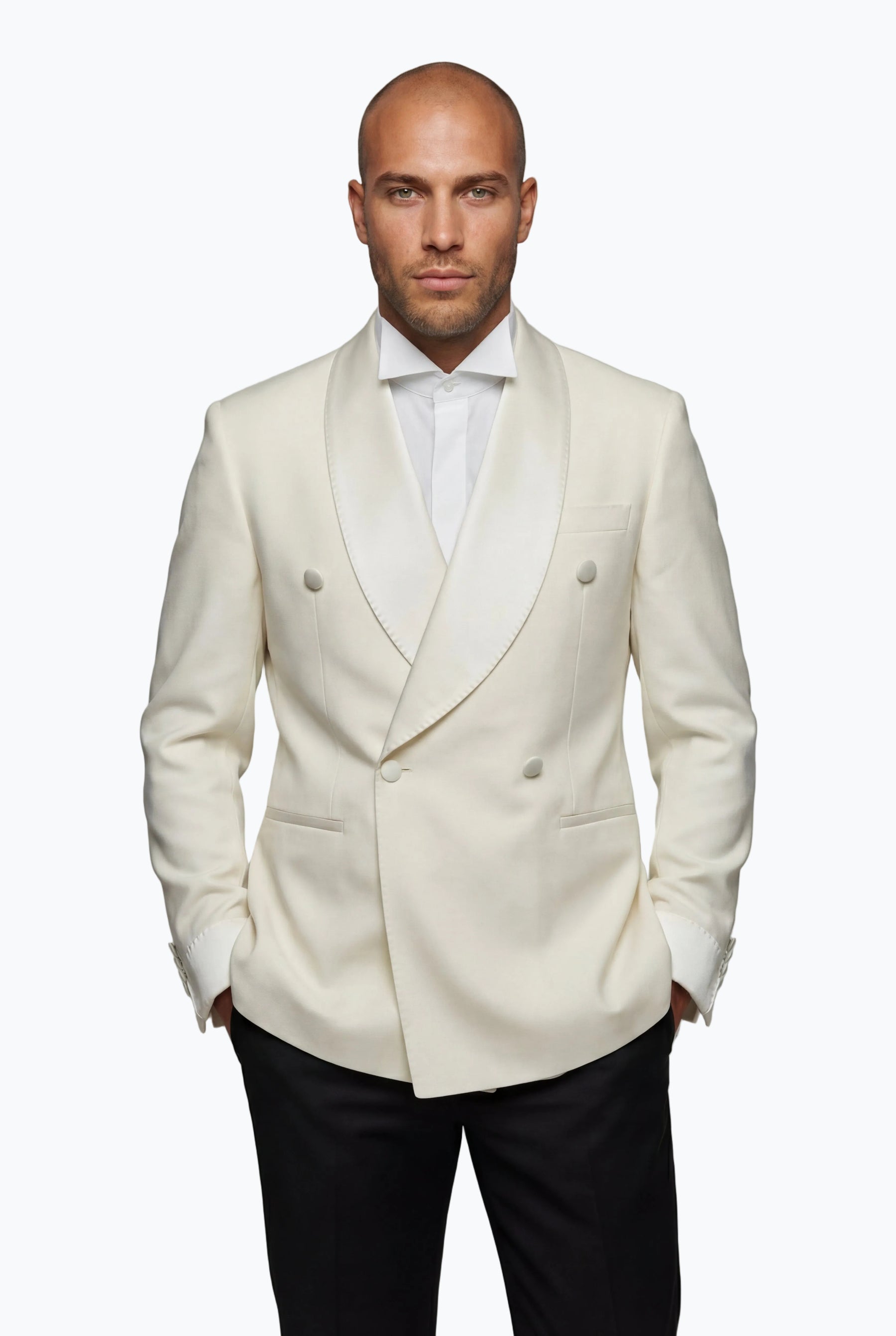 PIGAL Satin Cuff Double-Breasted Tuxedo