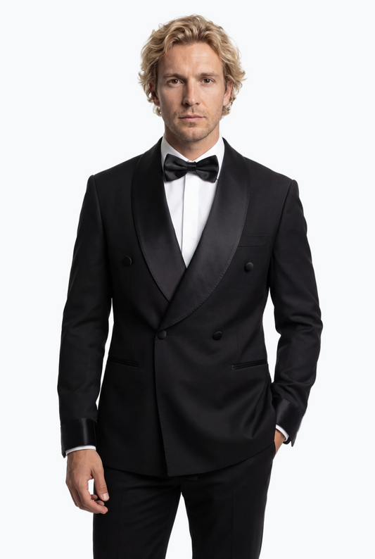 Satin Cuff Double-Breasted Tuxedo