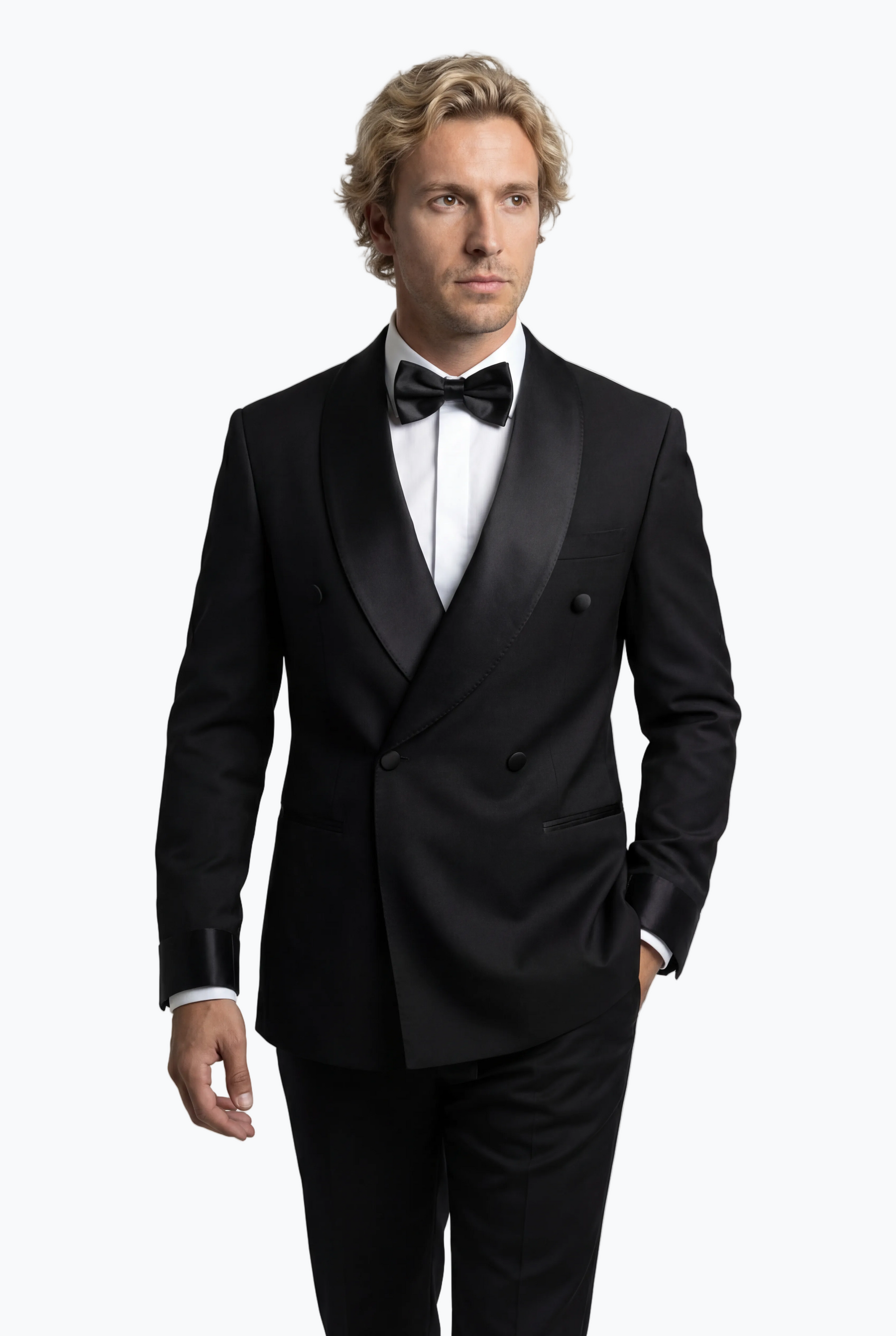 PIGAL Satin Cuff Double-Breasted Tuxedo