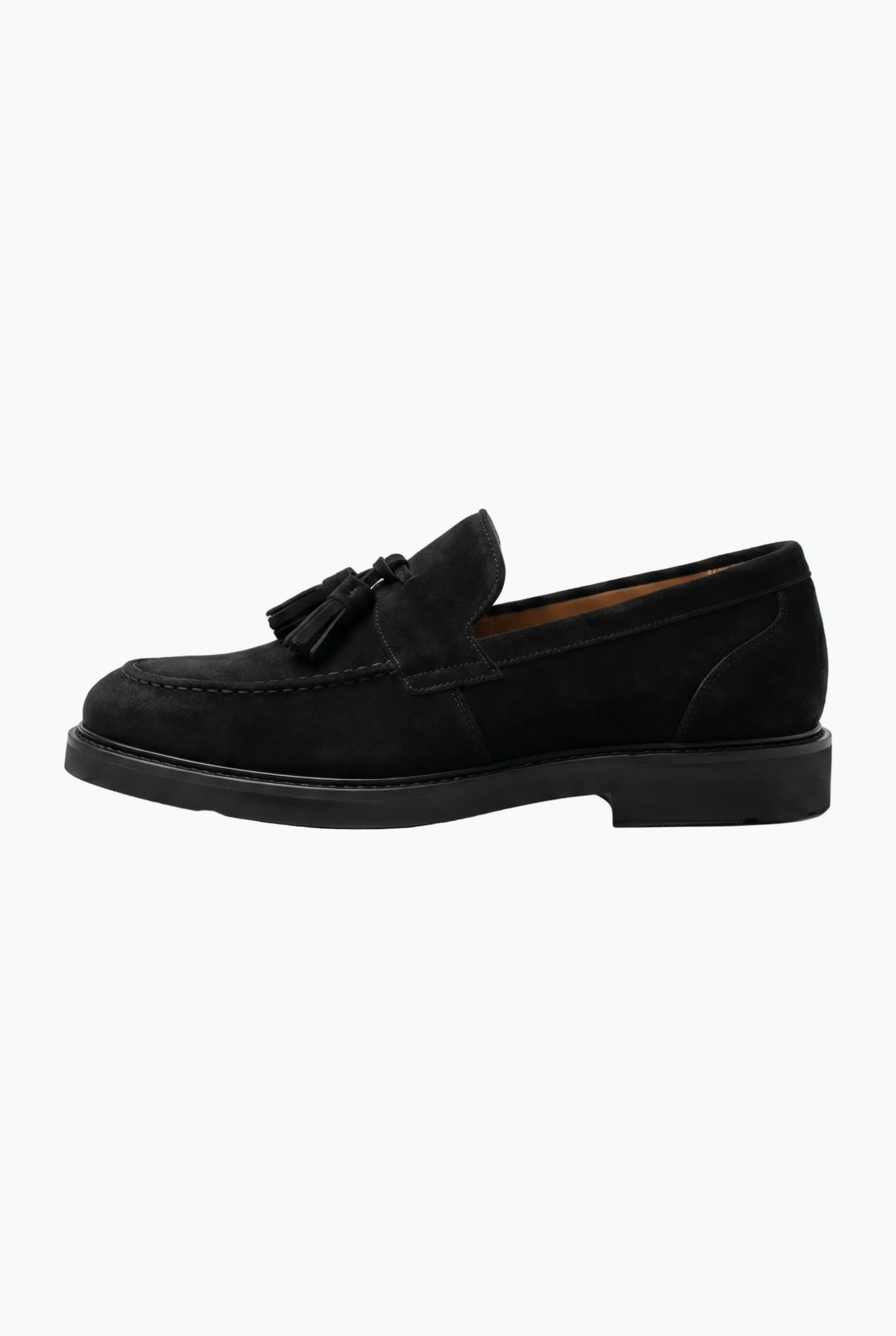 Suede Tassel Loafers - Black