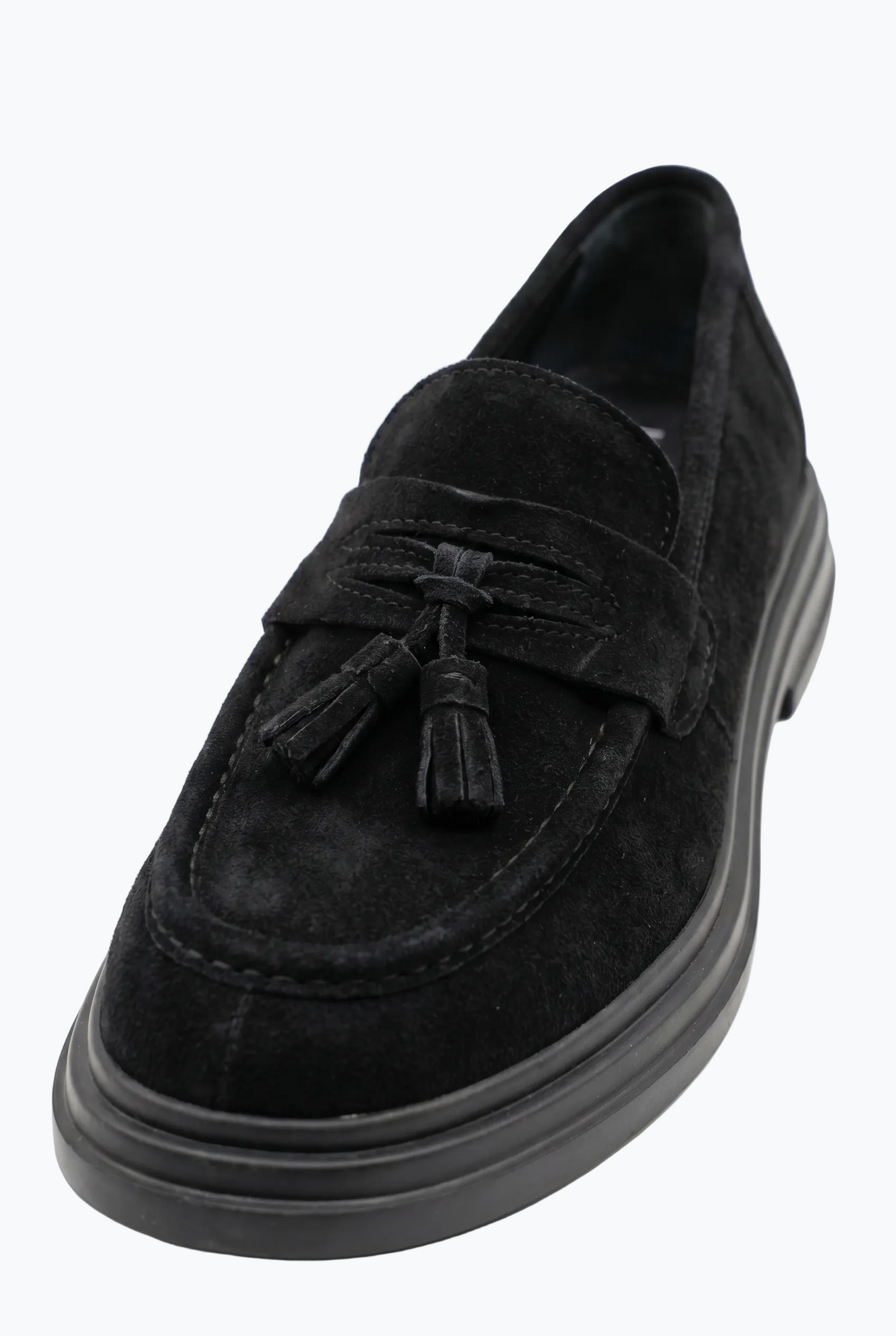 Suede Tassel Loafers - Black