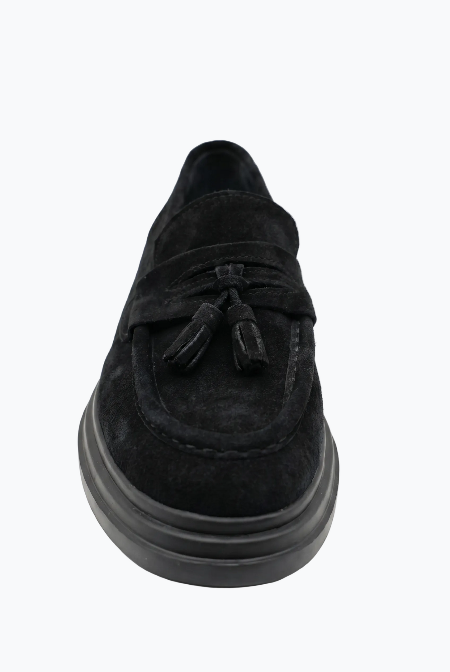 Suede Tassel Loafers - Black