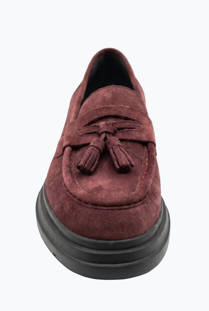 Suede Tassel Loafers - Bordeaux