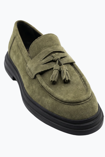Suede Tassel Loafers - Green