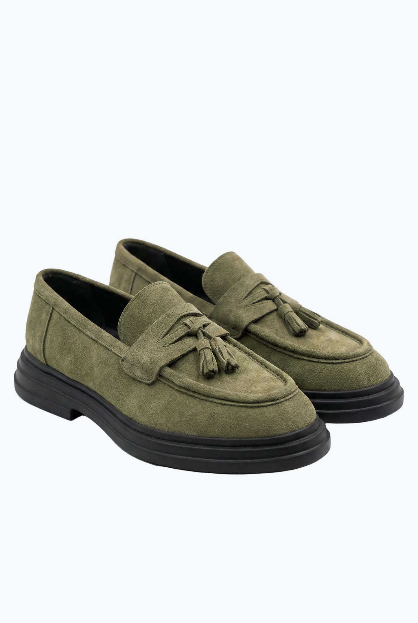 Suede Tassel Loafers - Green