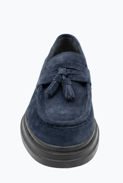 Suede Tassel Loafers - Blue