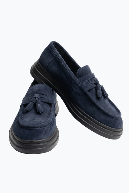 Suede Tassel Loafers - Blue