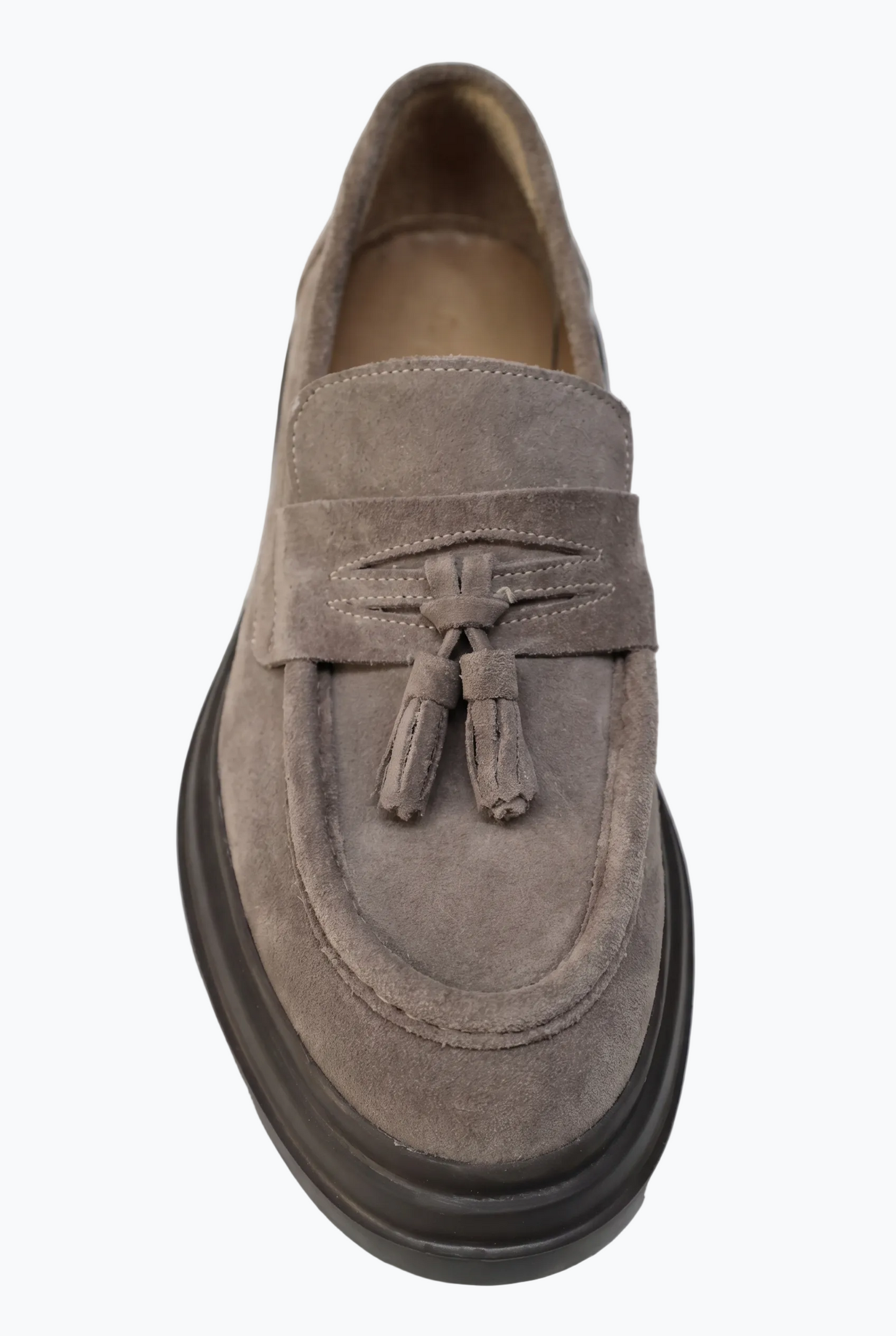 Suede Tassel Loafers - Taupe