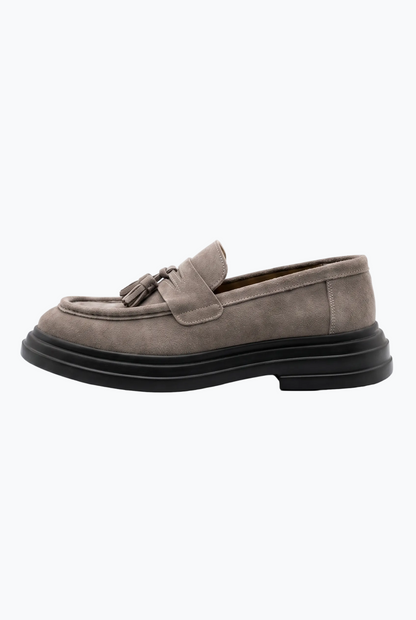 Suede Tassel Loafers - Taupe