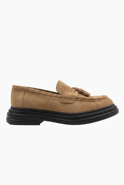 Suede Tassel Loafers - Dark Sand