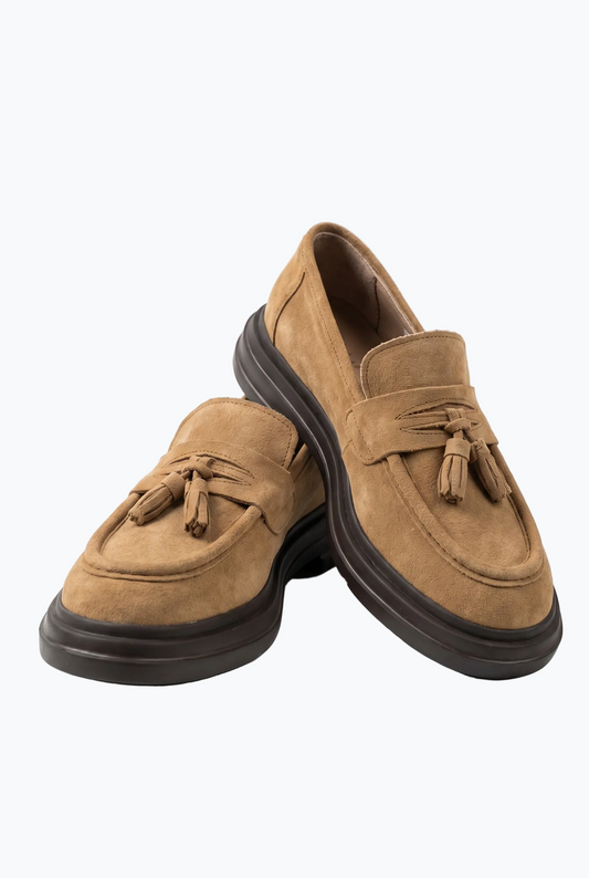 Suede Tassel Loafers - Dark Sand