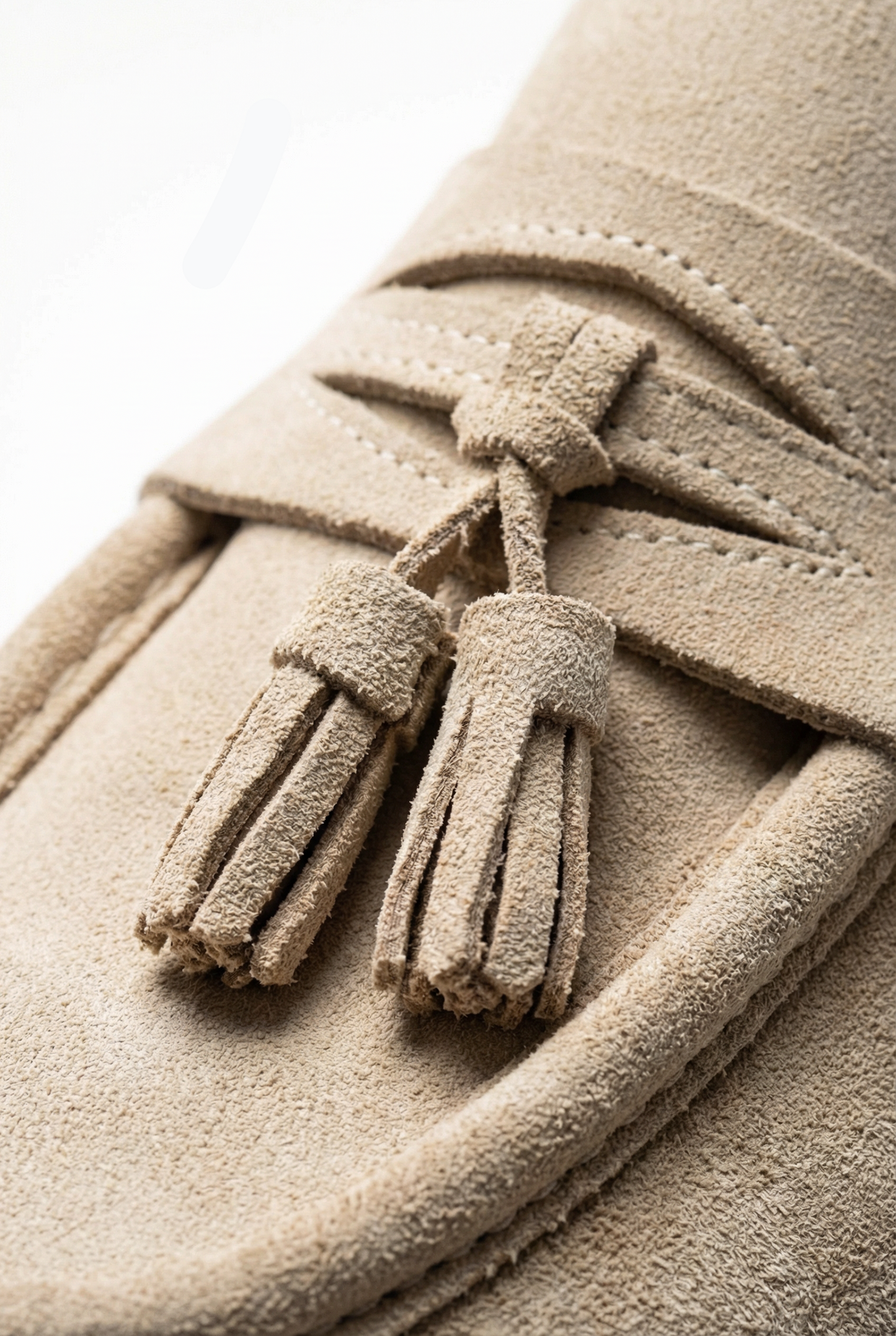 Suede Tassel Loafers - Stone