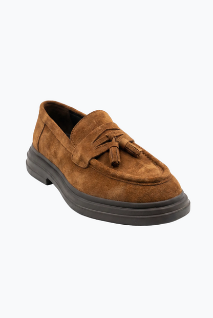 Suede Tassel Loafers - Tobacco