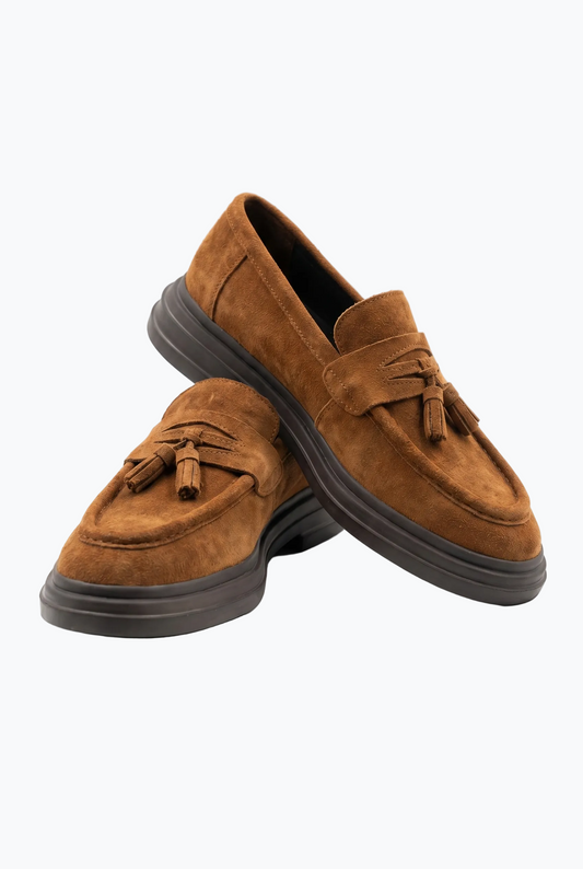 Suede Tassel Loafers - Tobacco