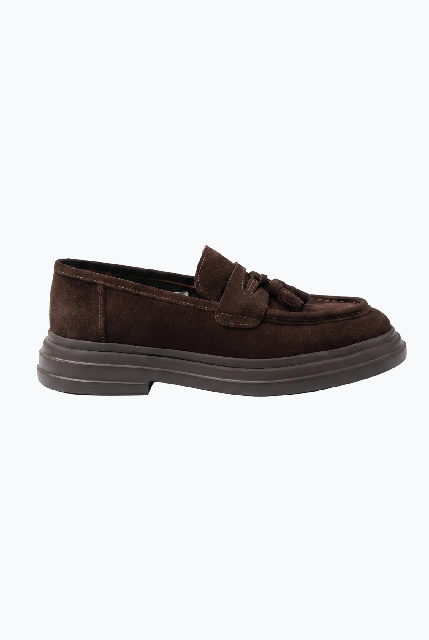 Suede Tassel Loafers - Dark Brown