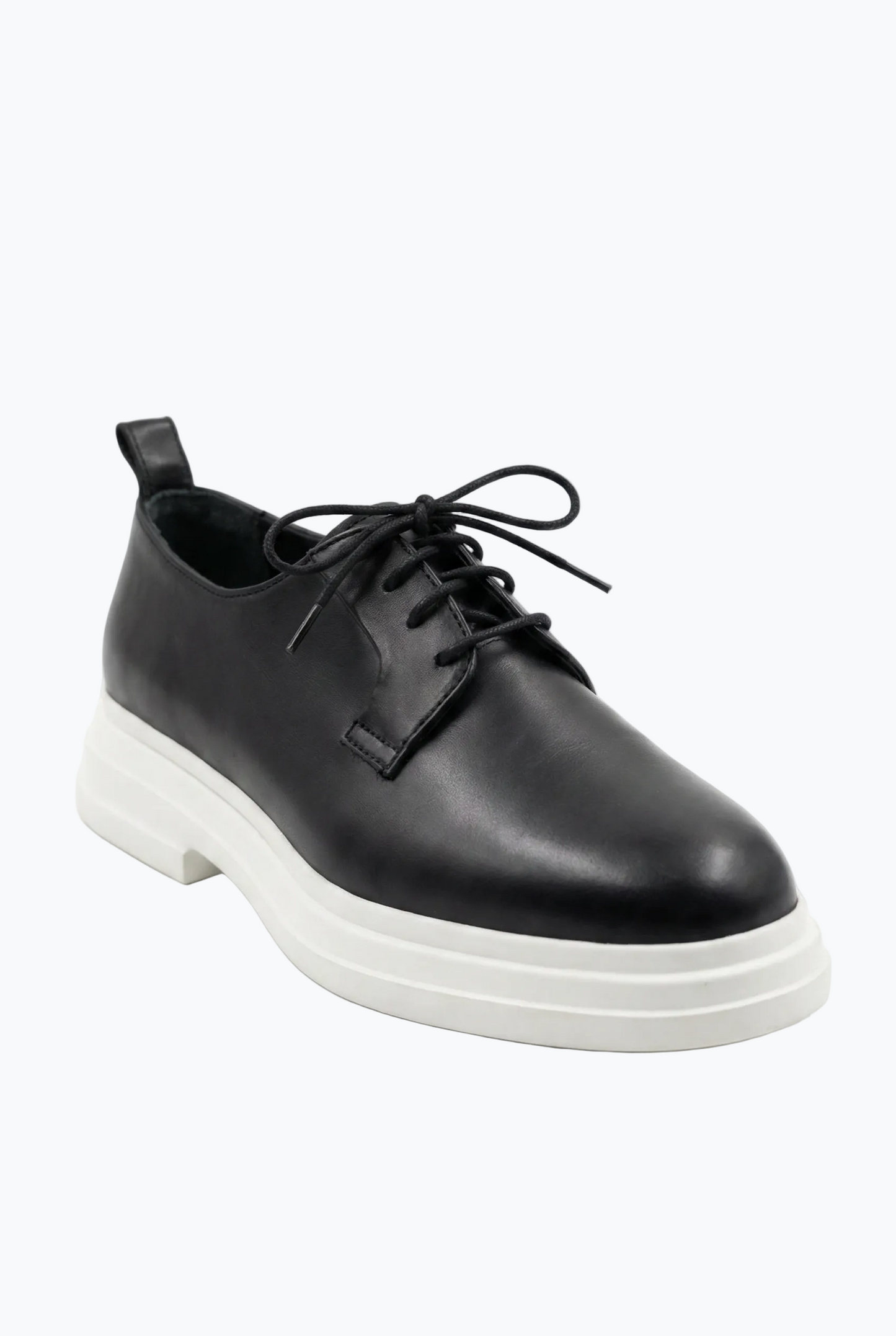 Black Leather Derby with Contrast White Sole