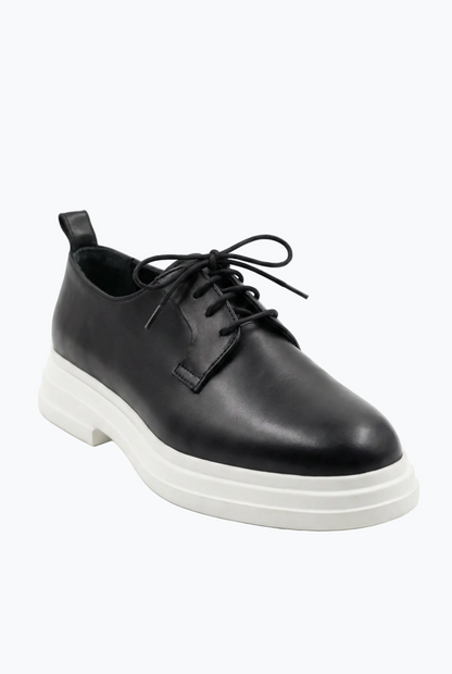 Black Leather Derby with Contrast White Sole