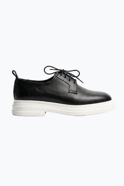 Black Leather Derby with Contrast White Sole