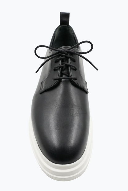 Black Leather Derby with Contrast White Sole