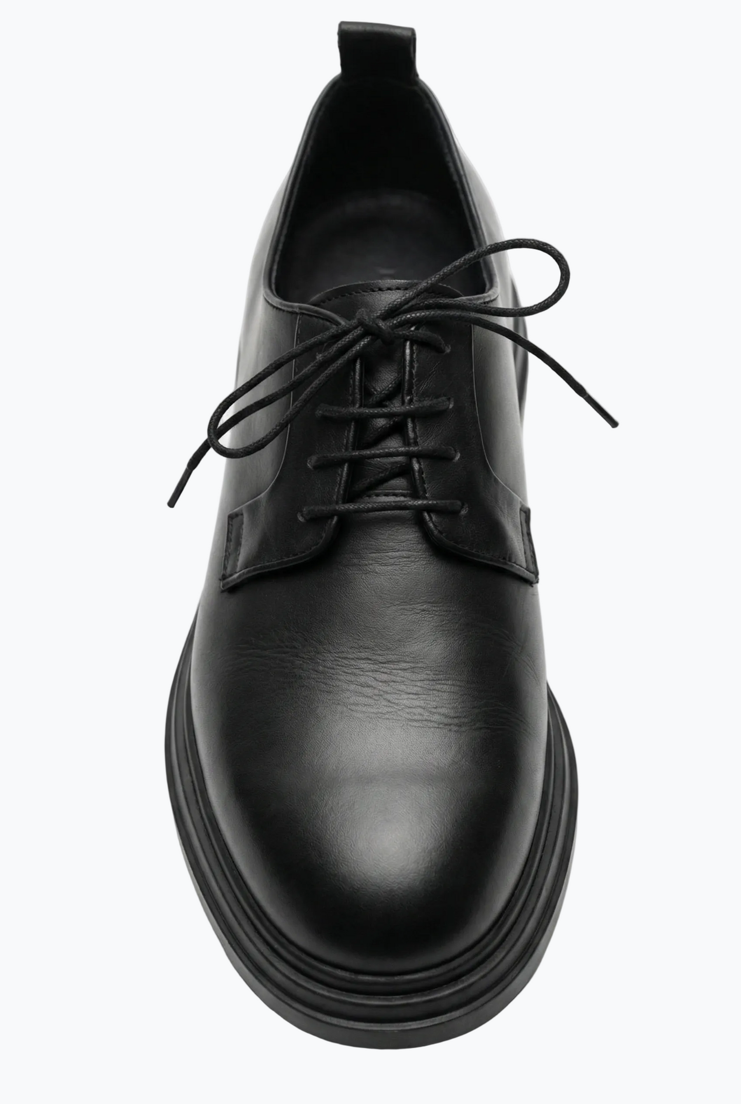 Black Matte Leather Derby with Chunky Sole