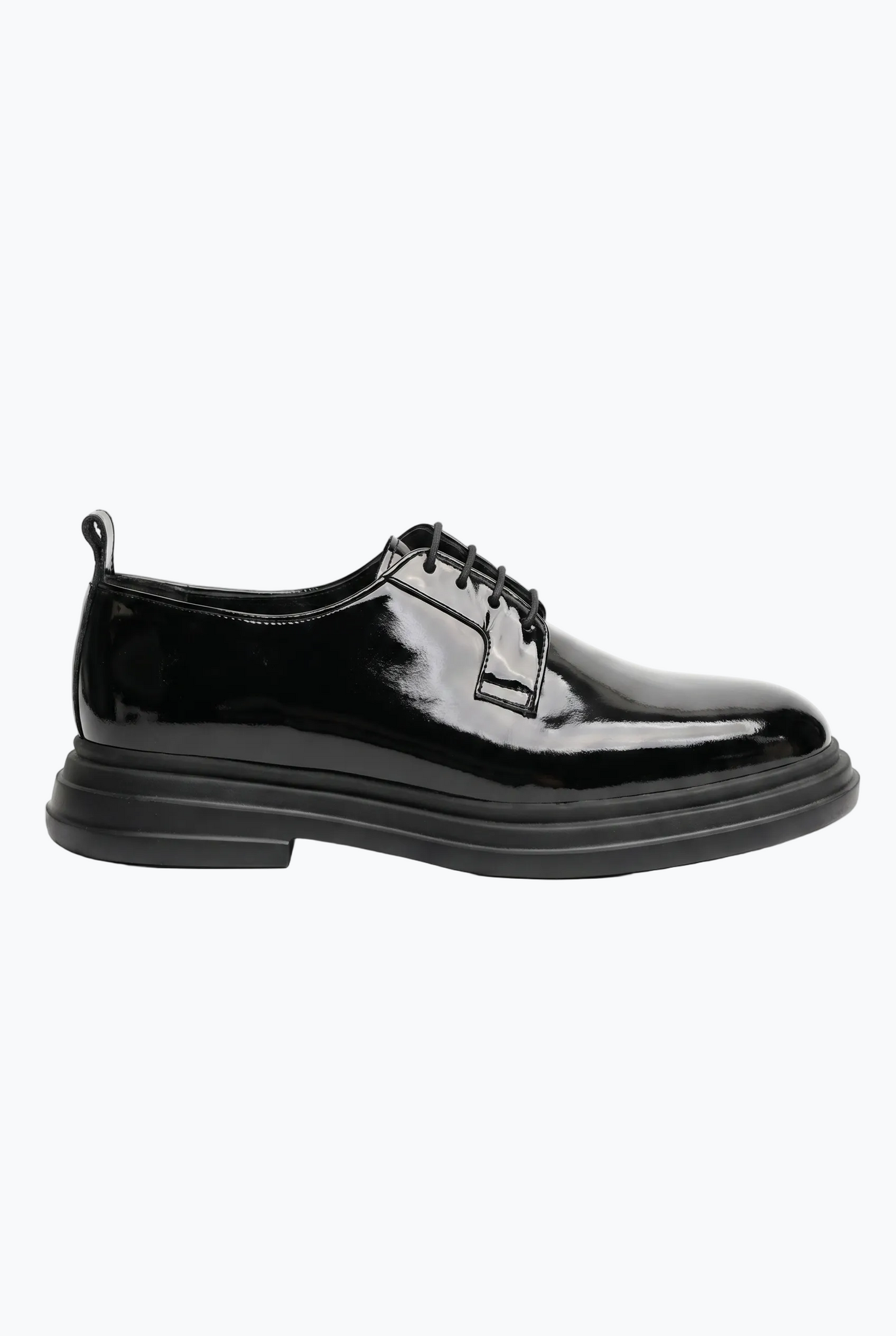 Black Patent Leather Derby with Chunky Sole