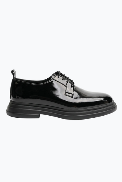 Black Patent Leather Derby with Chunky Sole