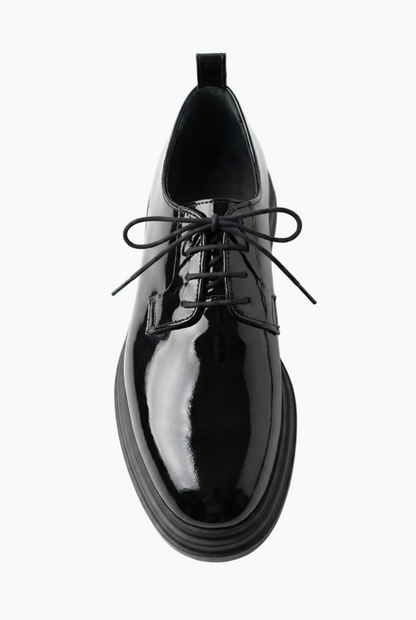Black Patent Leather Derby with Chunky Sole