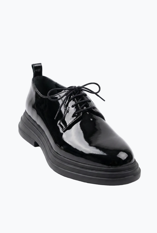 Black Patent Leather Derby with Chunky Sole