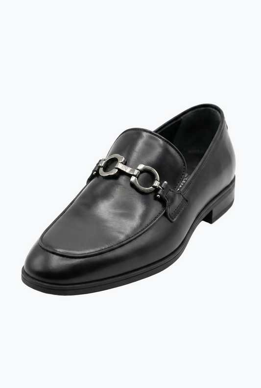 Black Matte Leather Bit Loafer