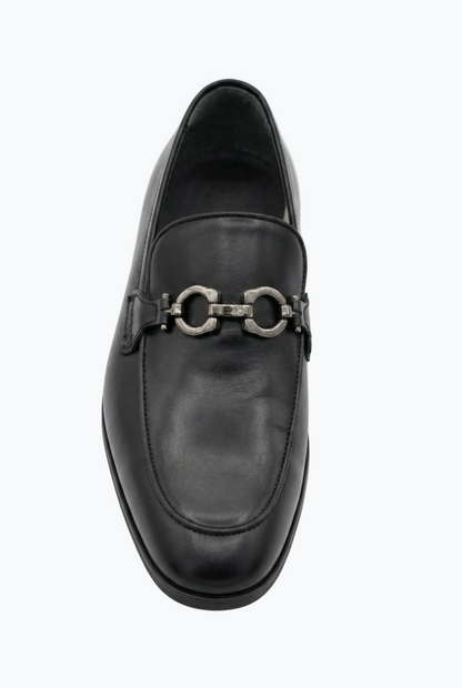 Black Matte Leather Bit Loafer