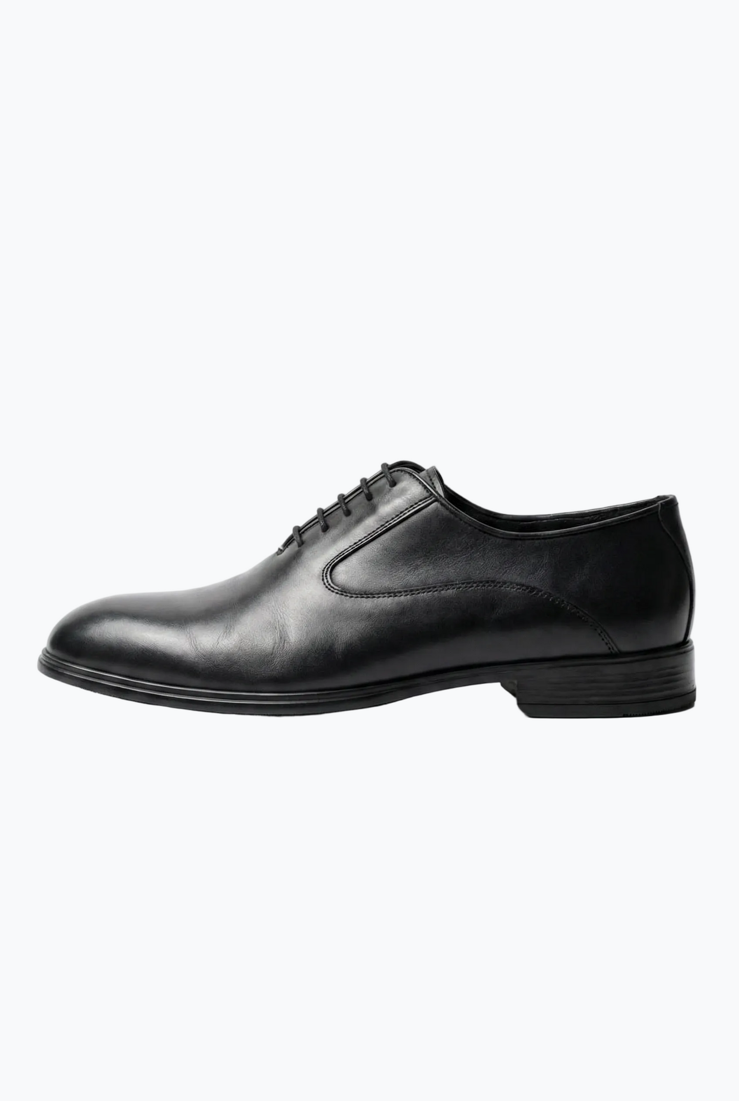 Black Matte Leather Plain-Toe Oxford