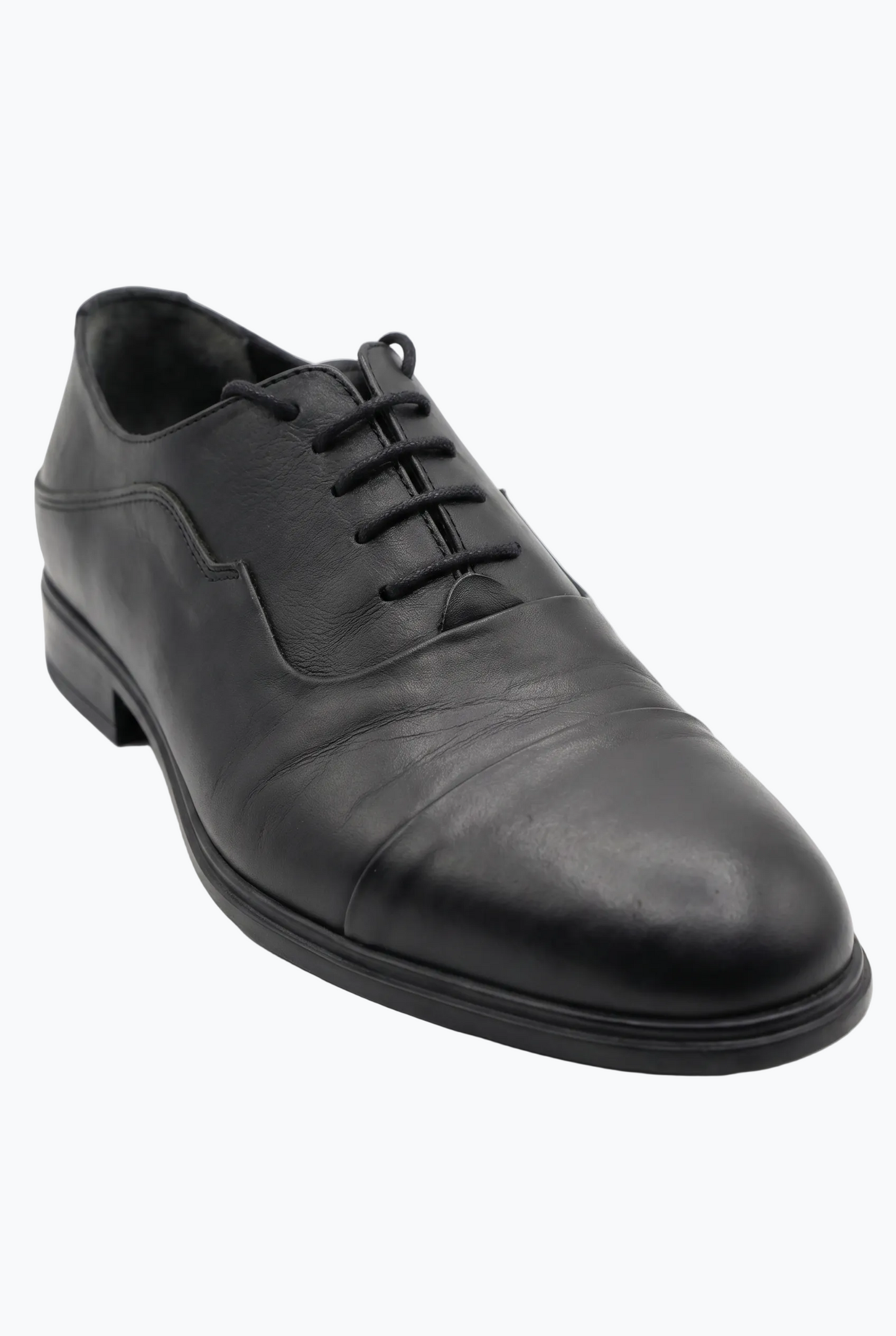 Black Matte Leather Cap-Toe Oxford
