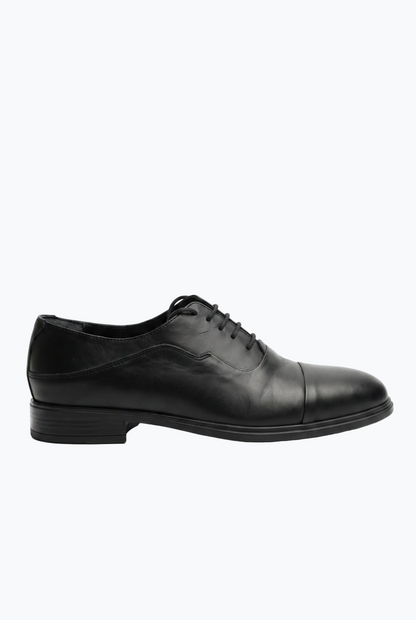 Black Matte Leather Cap-Toe Oxford