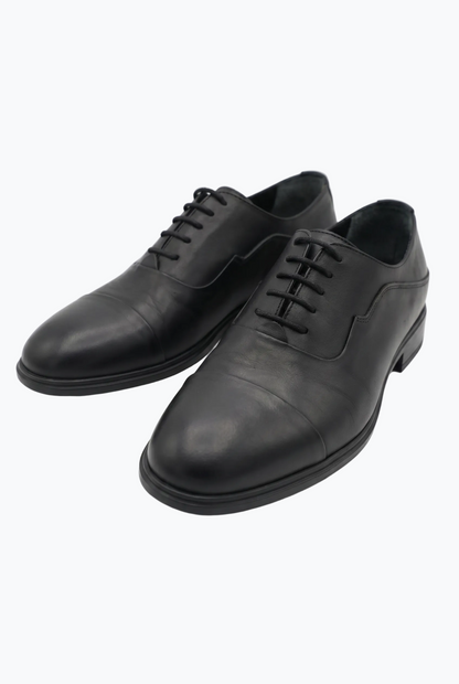 Black Matte Leather Cap-Toe Oxford