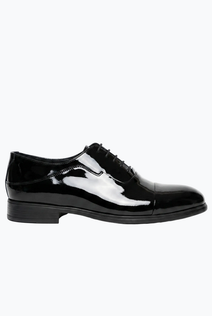 Black Patent Leather Cap-Toe Oxford