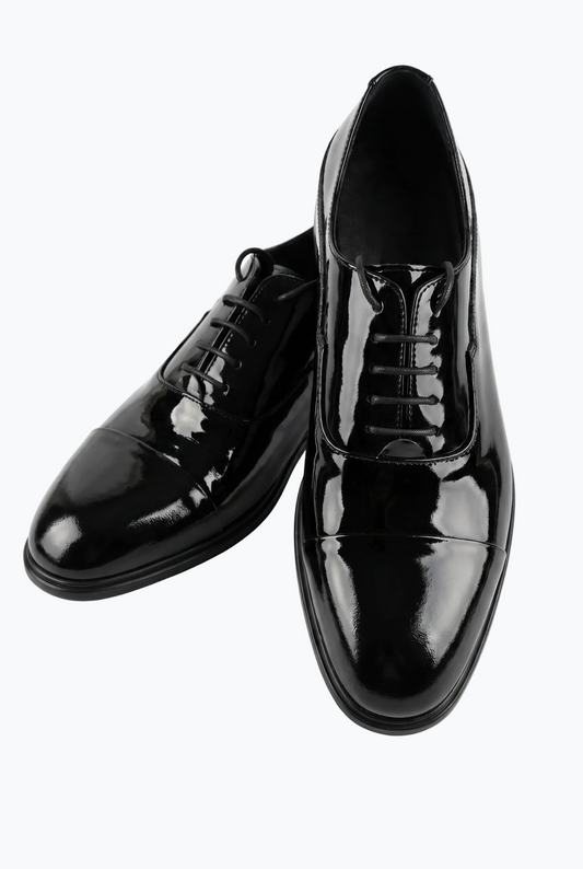 Black Patent Leather Cap-Toe Oxford