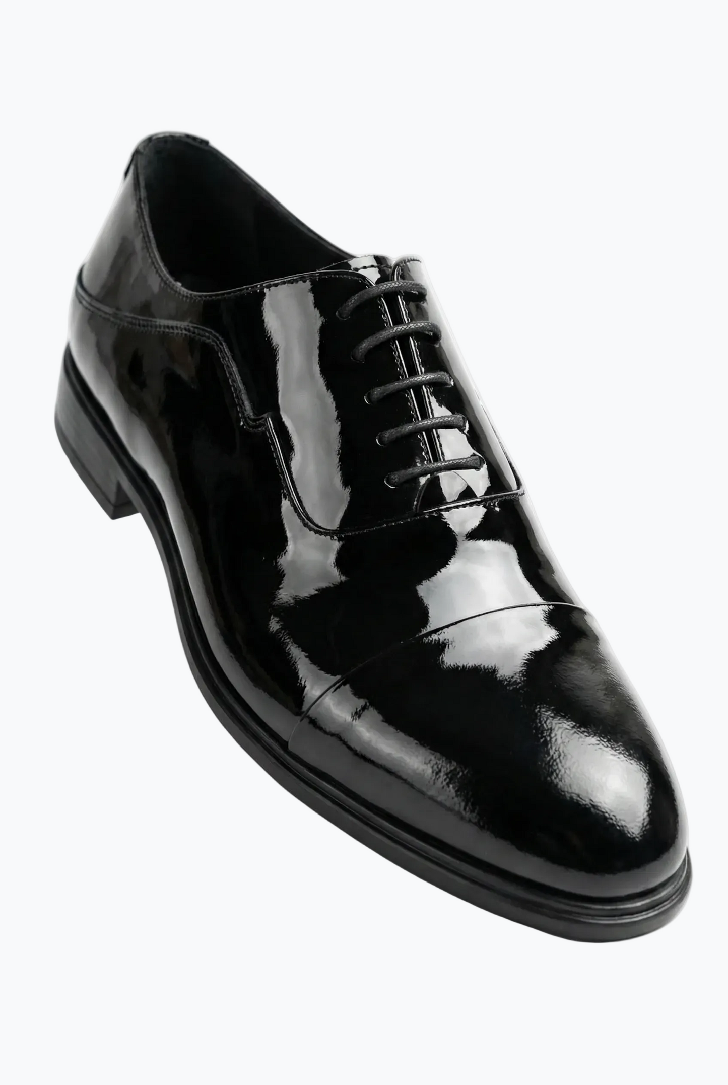 Black Patent Leather Cap-Toe Oxford