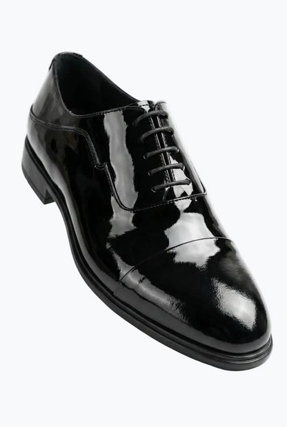 Black Patent Leather Cap-Toe Oxford